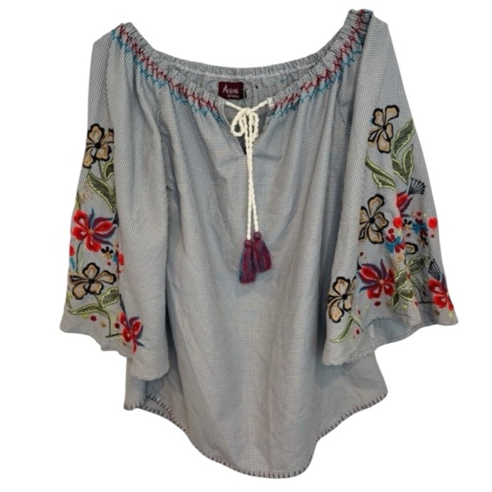 NWT Avani Del Amour Off Shoulder Floral Tassel Tie Blouse, Size Small